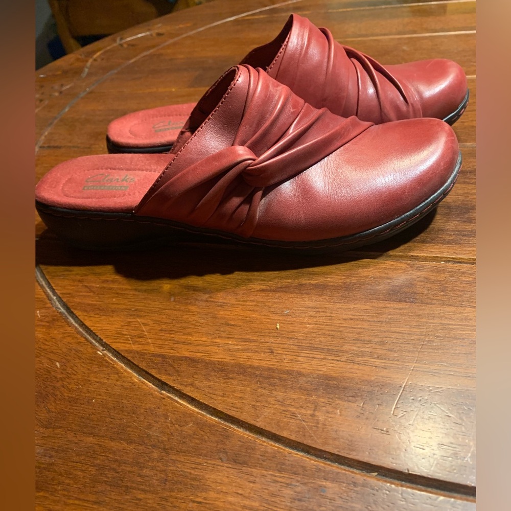 Clark’s Red leather slip on shoes